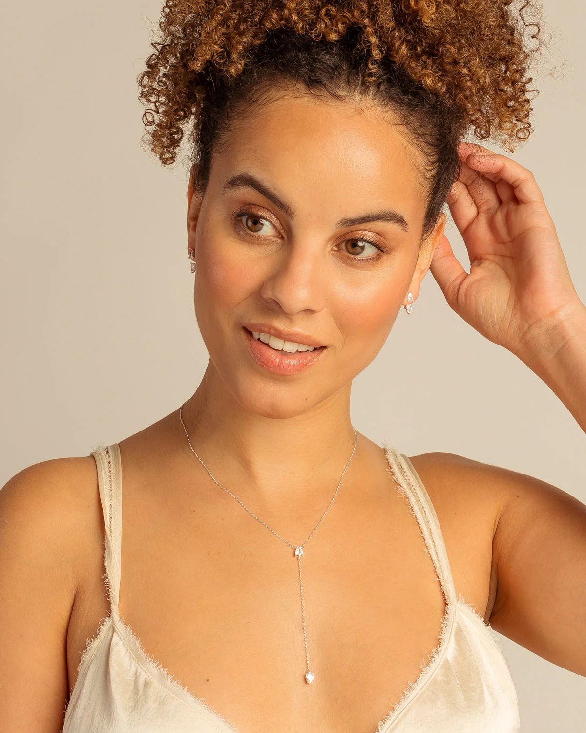 By My Side Pear Cut Lariat Necklace - Image 7