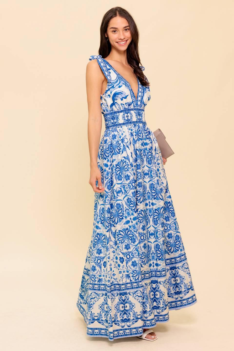 By the Bay Blue Woven Maxi Dress - Image 3