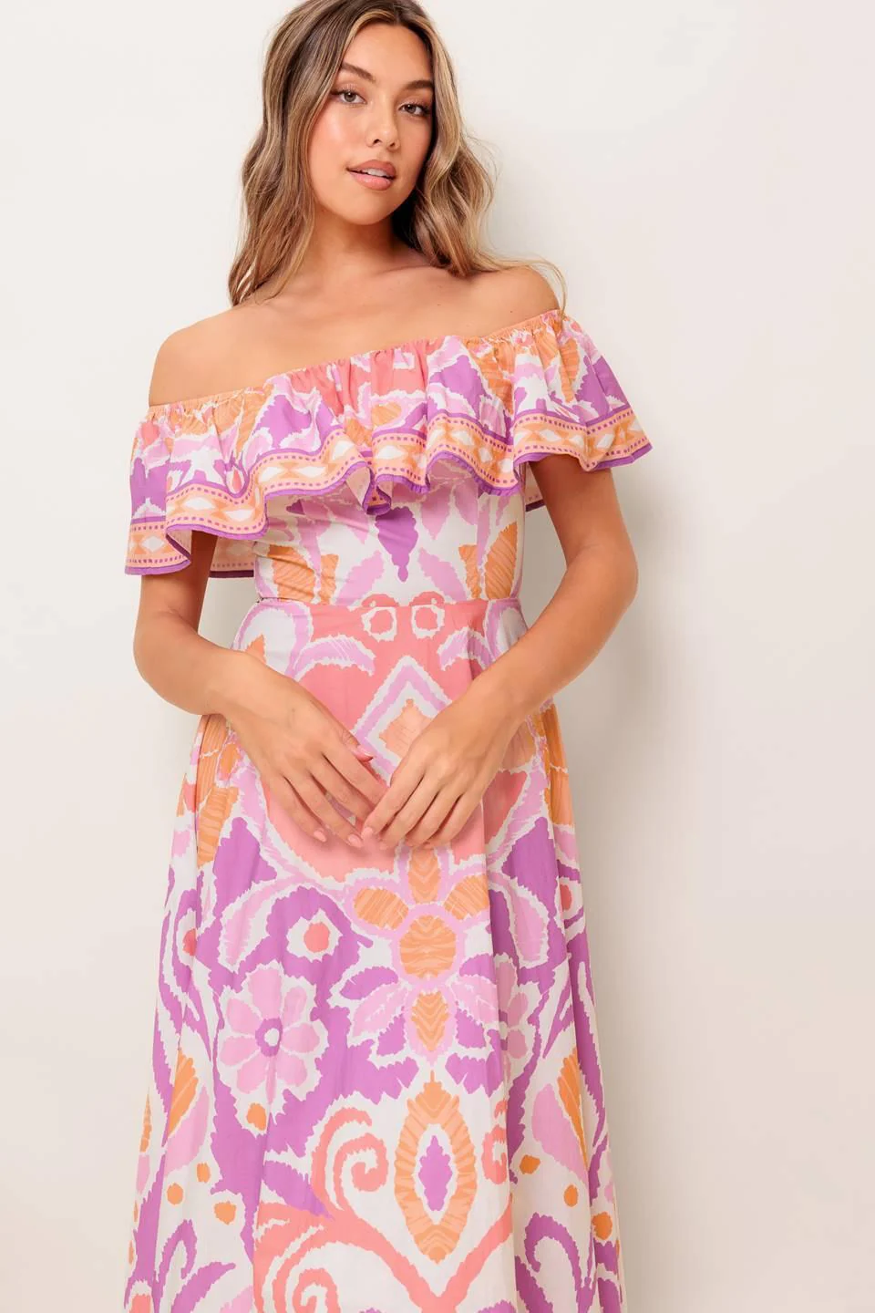 Cabana Dream Lavender Woven Midi Dress - Image 5