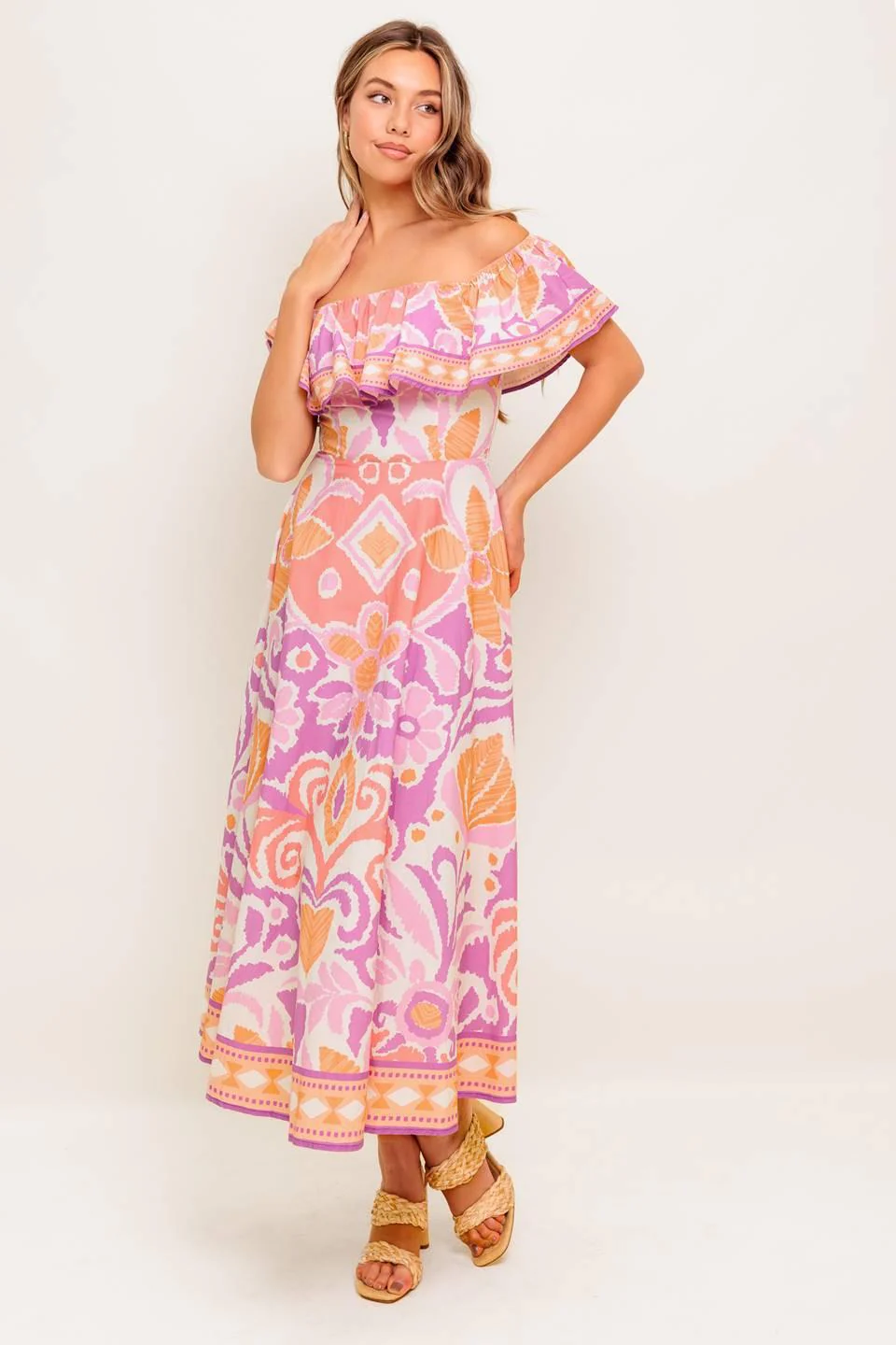 Cabana Dream Lavender Woven Midi Dress - Image 7