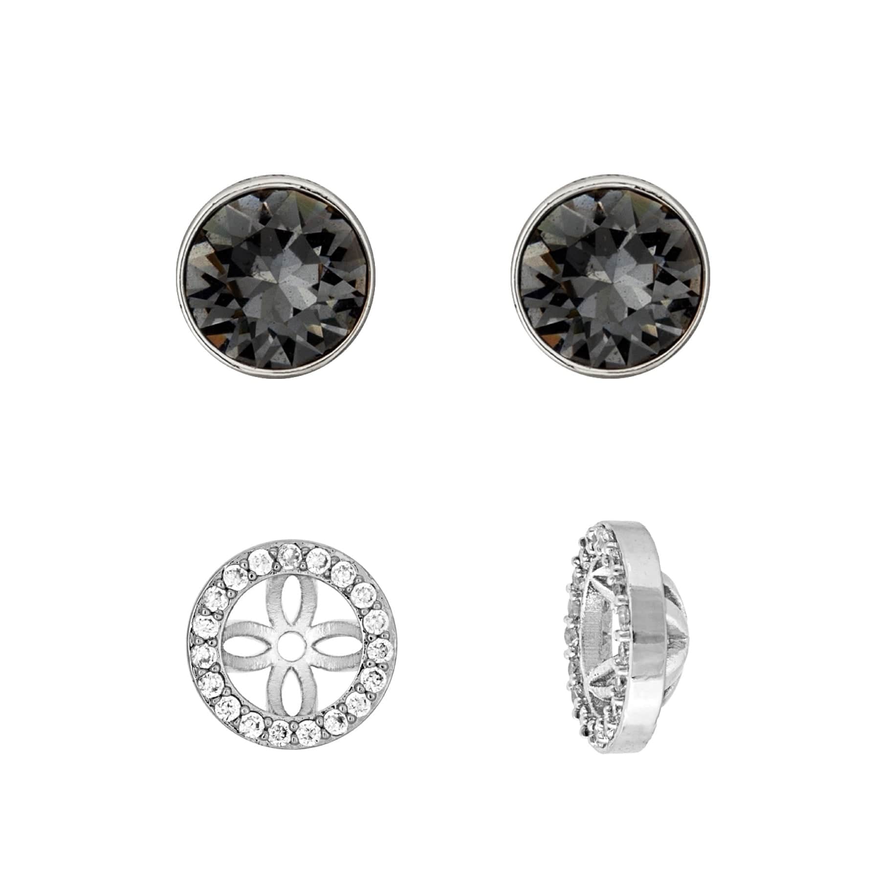 Rhodium and Silvernight Convertible 2-in-1 Swarovski Stud Earrings - Image 2