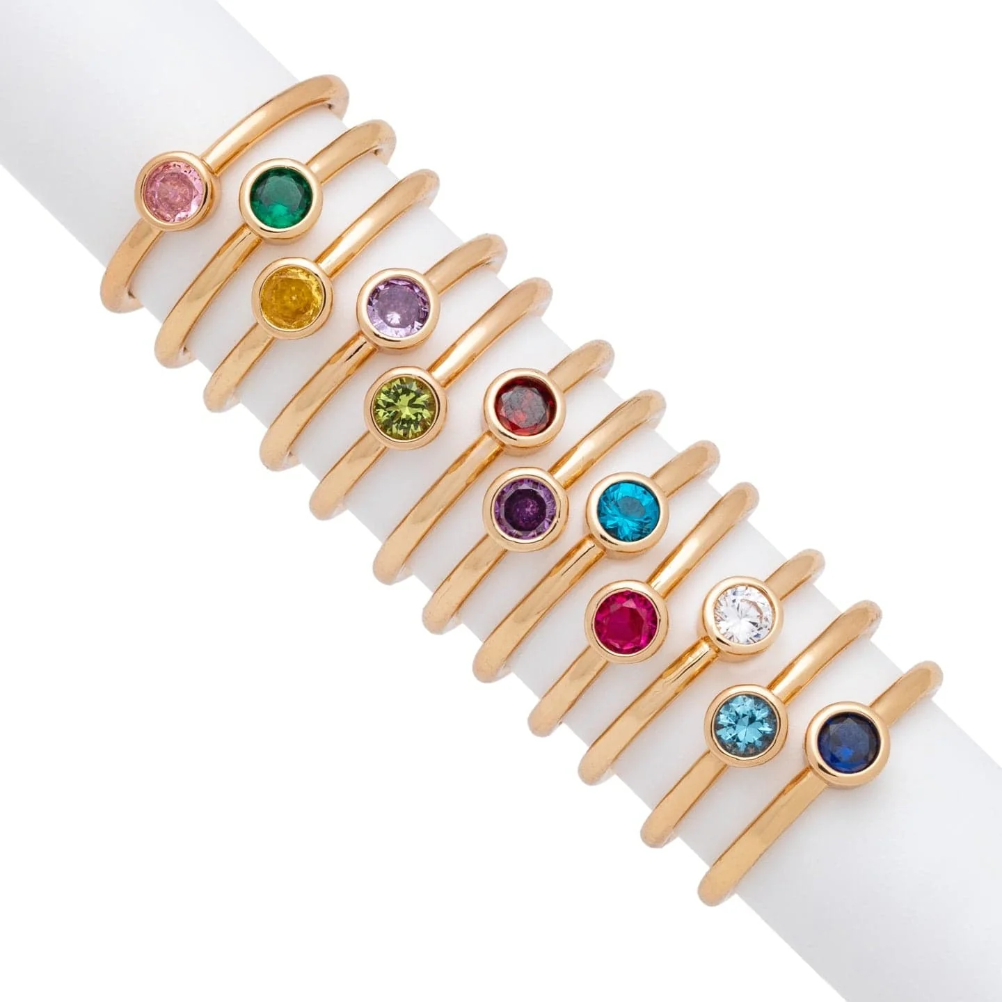 Goldtone CZ Birthstone Stackable Solitaire Ring – April Clear - Image 6