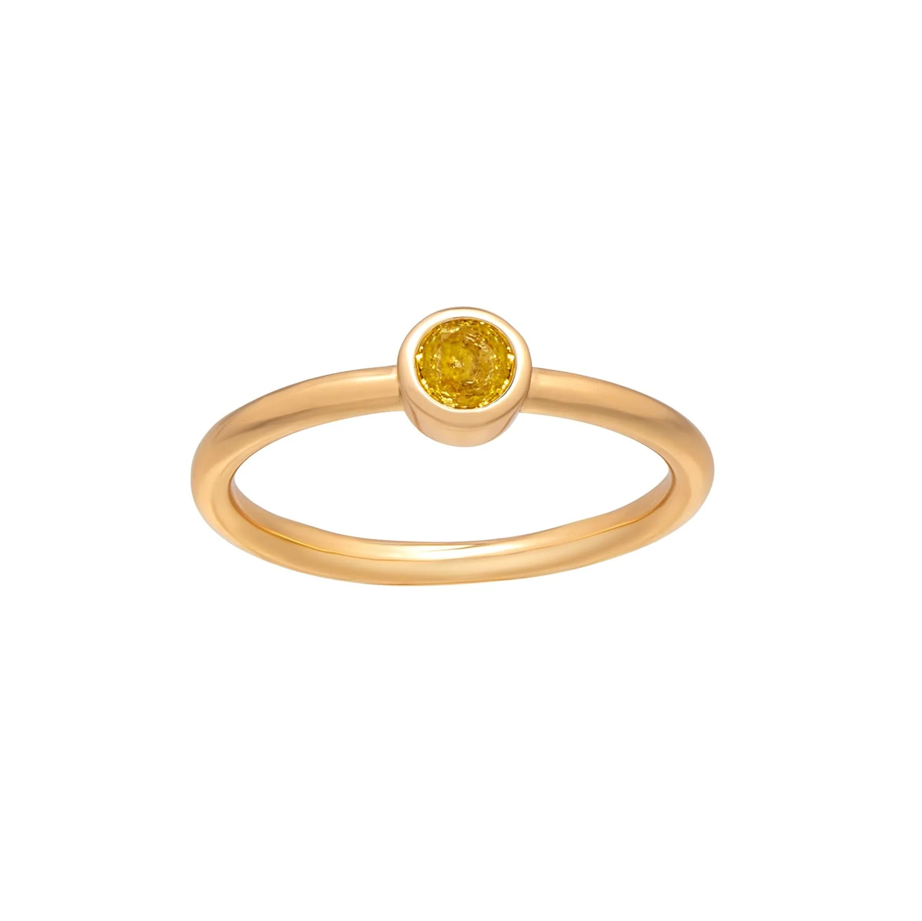 Goldtone CZ Birthstone Stackable Solitaire Ring – November Citrine - Image 2