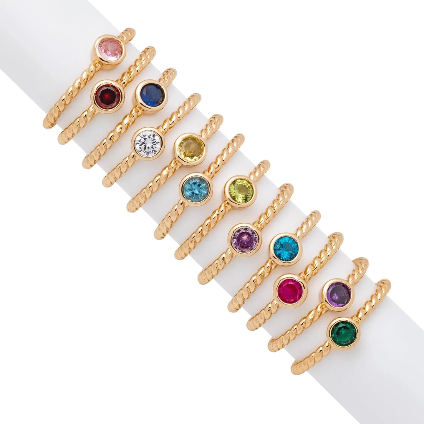 Goldtone Twisted CZ Birthstone Solitaire Ring – July Ruby Red - Image 7