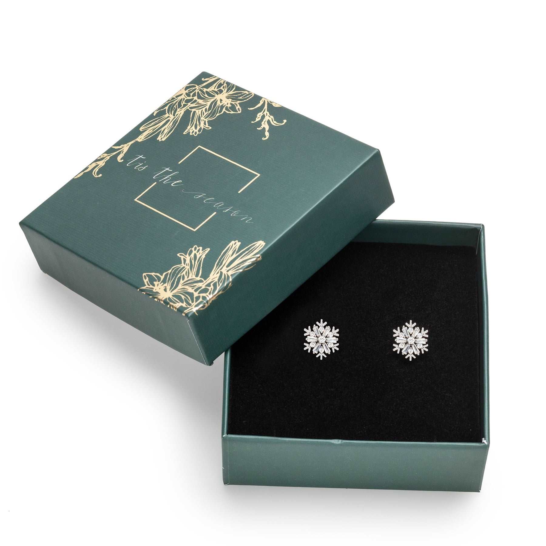Holiday Gift Box with Snowflake Swarovski Crystal Stud Earrings - Image 3