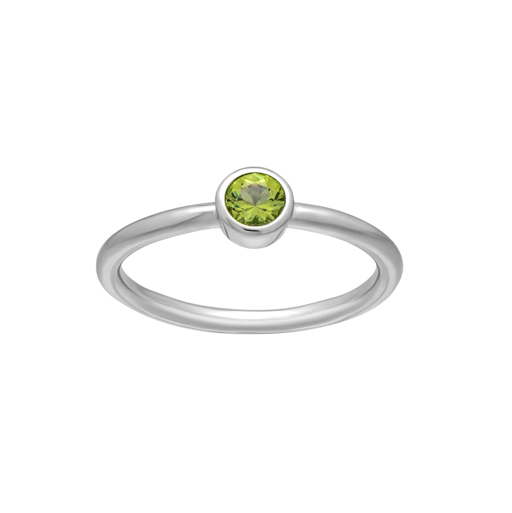 Silvertone CZ Birthstone Stackable Solitaire Ring – August Peridot - Image 4