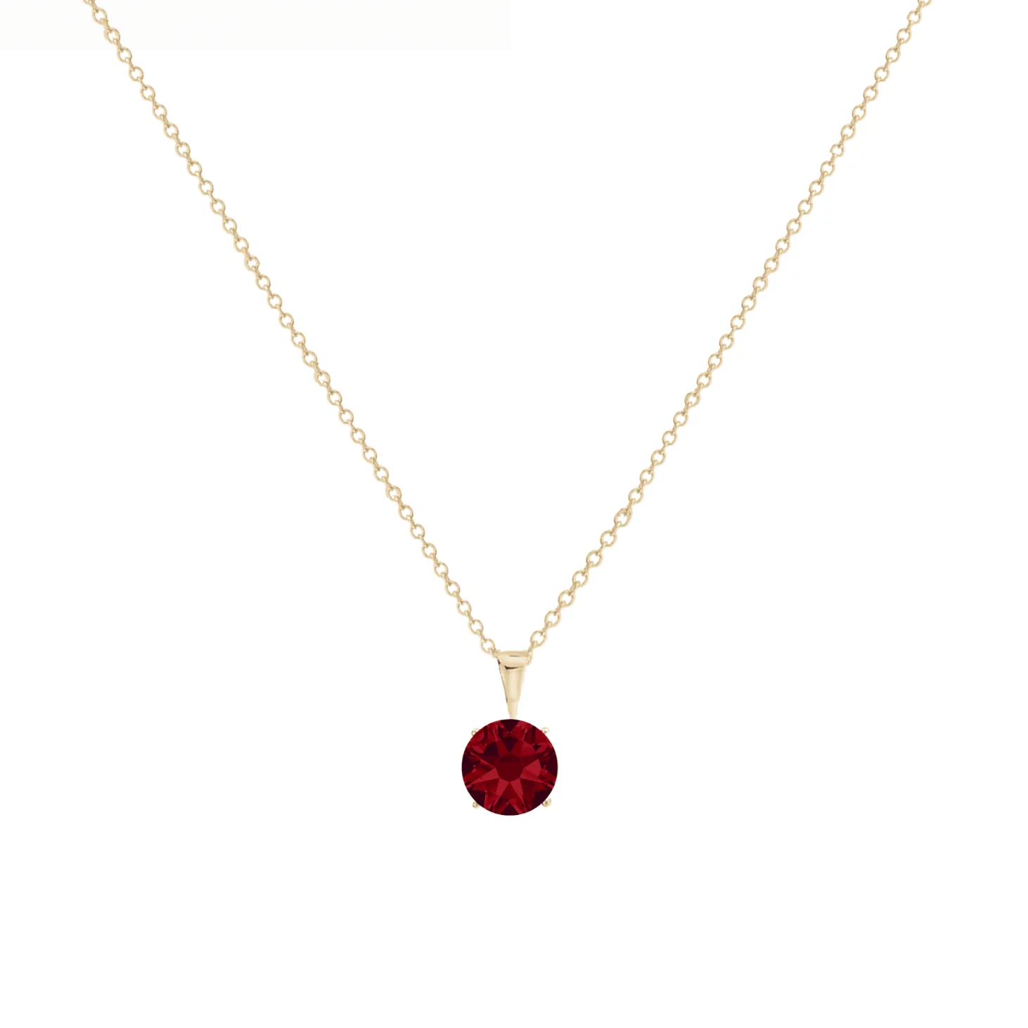 Timeless Stainless & Goldtone Cubic Zirconia Birthstone Solitaire Pendant Necklace – January Garnet