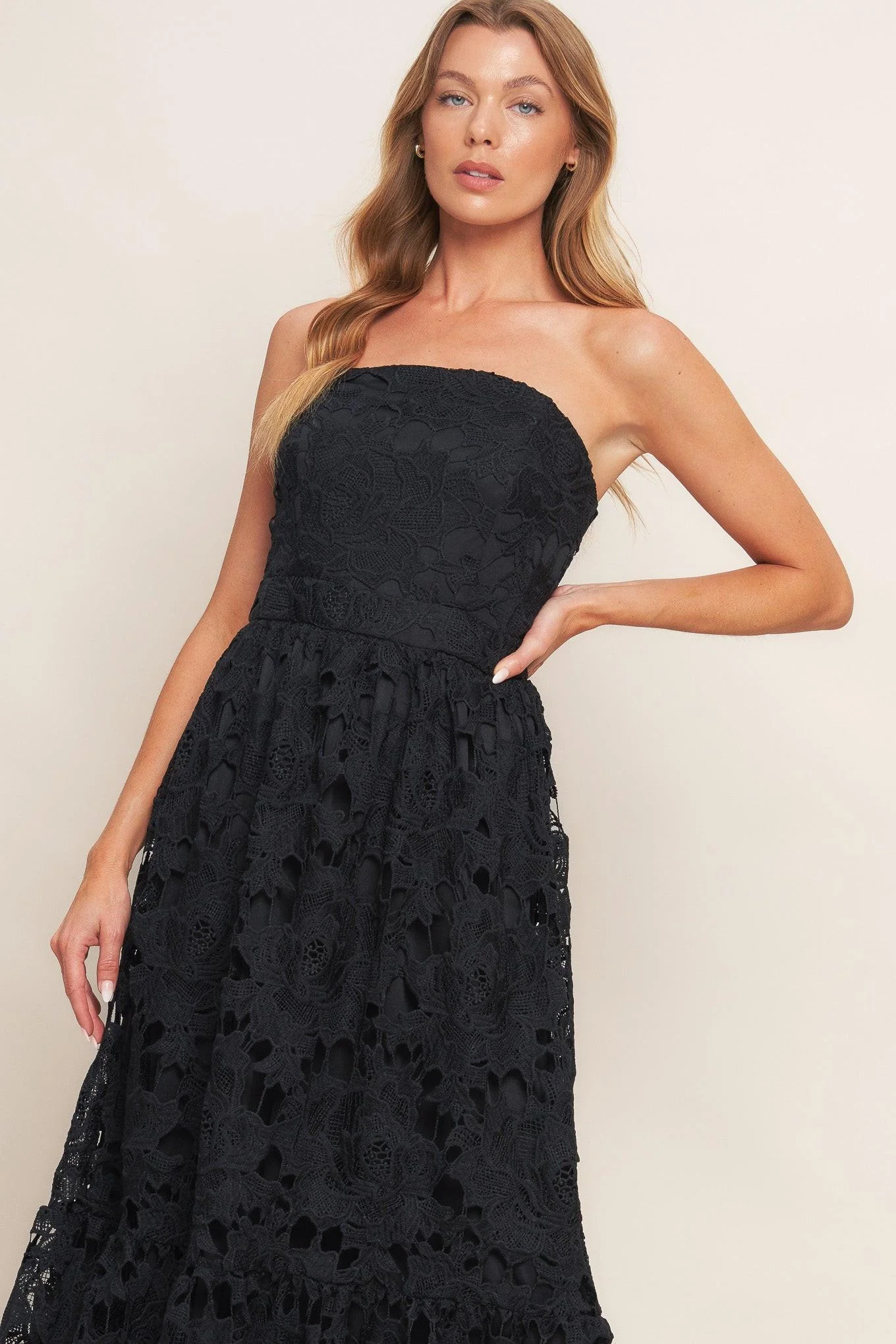 Carefree Nights Black Lace Midi Dress - Image 2