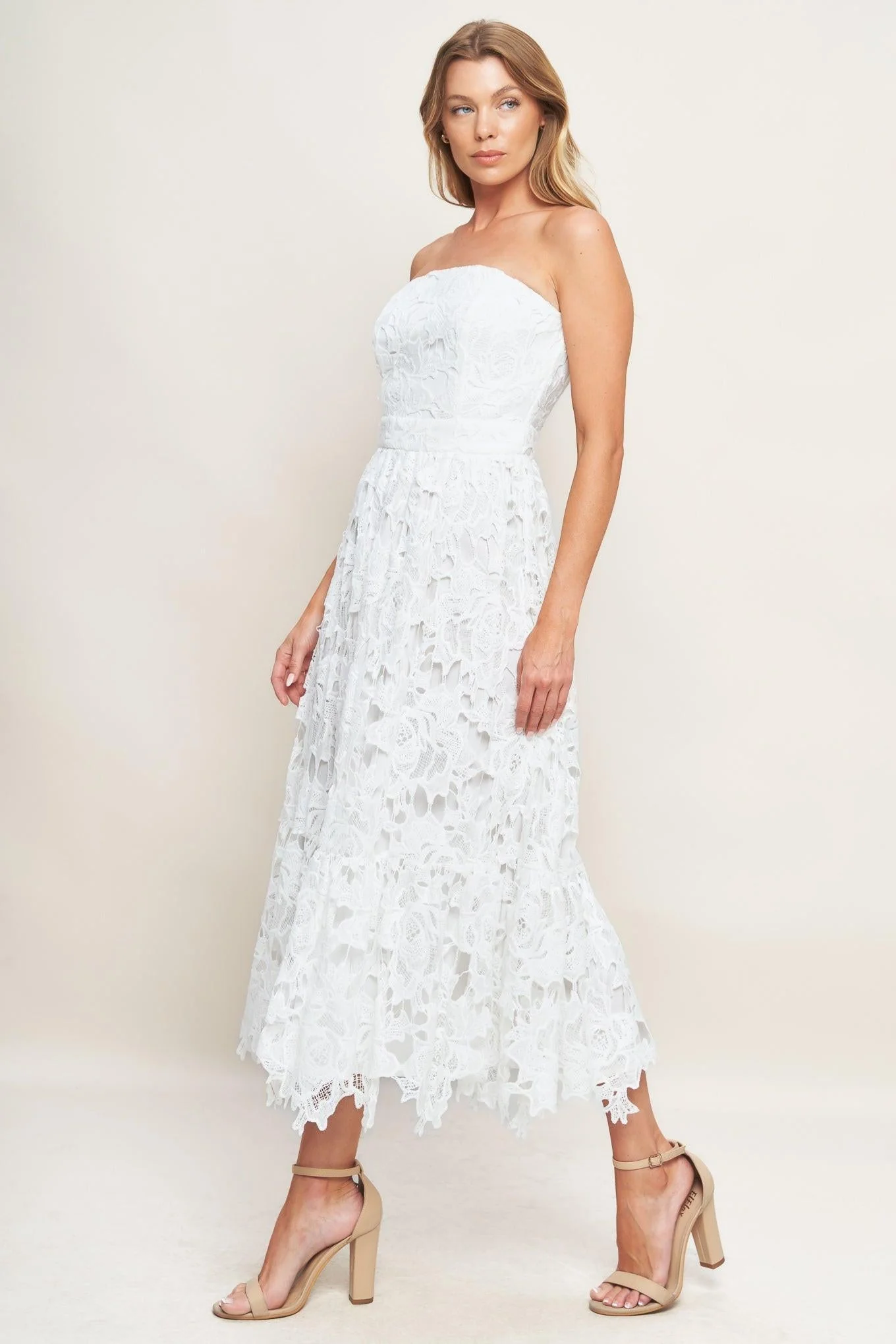 Carefree Nights Lace Off White Midi Dress - Image 6