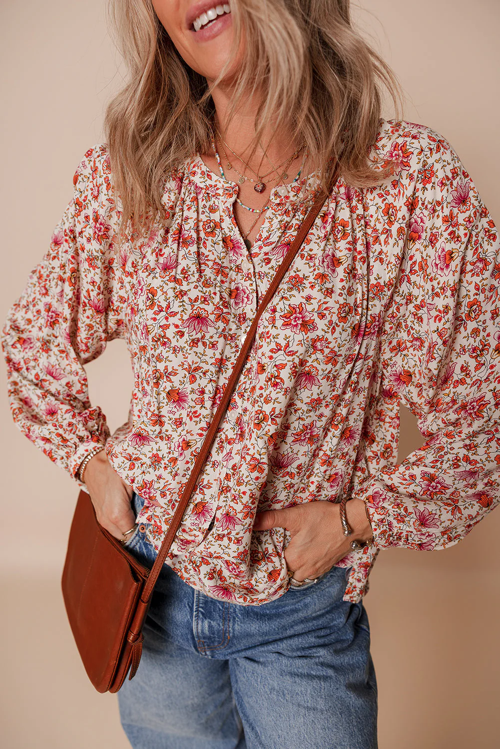 Threaded Pear Carter Notched Puff Sleeve Blouse - Image 5