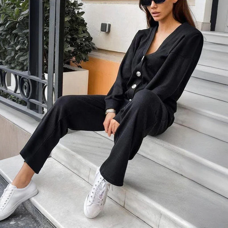 Casual Knit Cardigan With Pocket & Drawstring Lounge Pants - Image 5