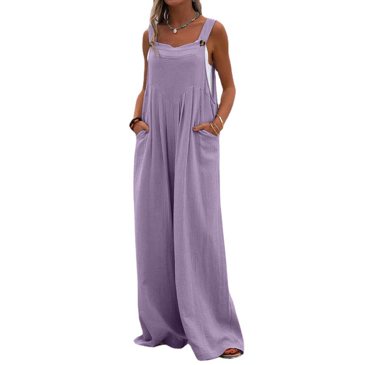 Casual Sleeveless Wide Leg Jumpsuit for Women - Image 7