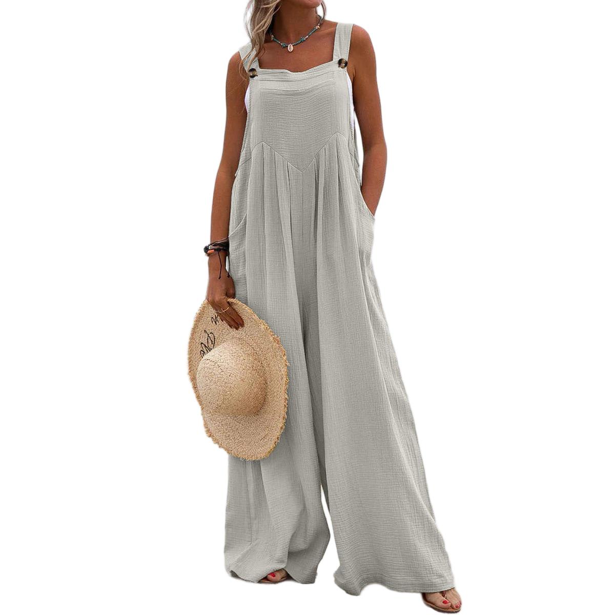 Casual Sleeveless Wide Leg Jumpsuit for Women - Image 8