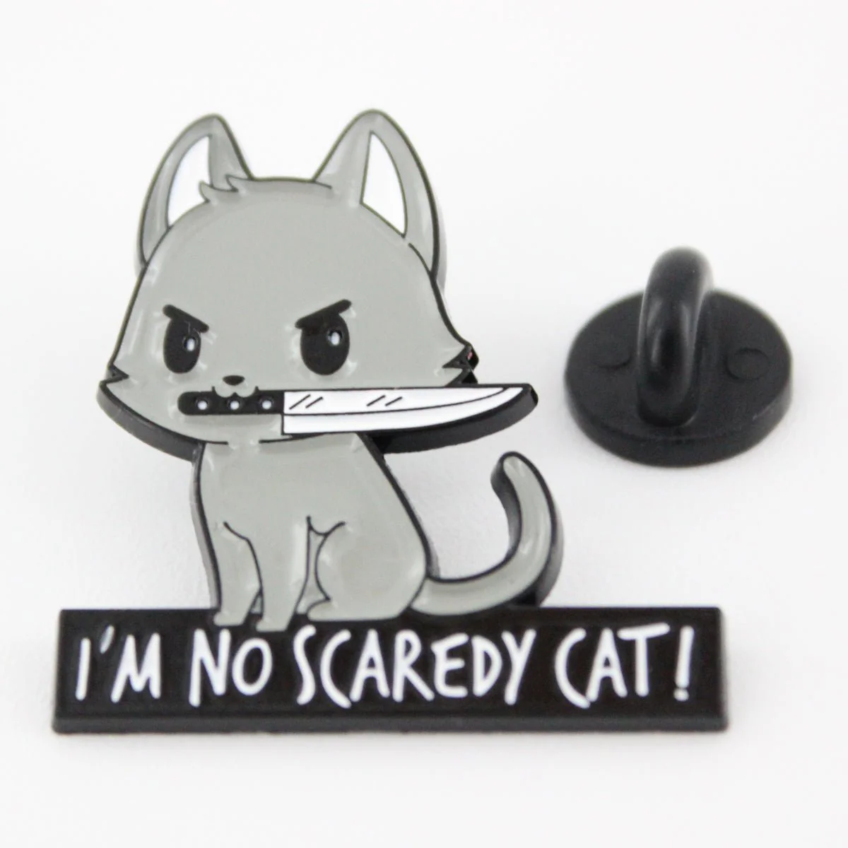 Cat Knife Enamel Pin – Bold Kitty Design for Bags and Jackets - Image 3