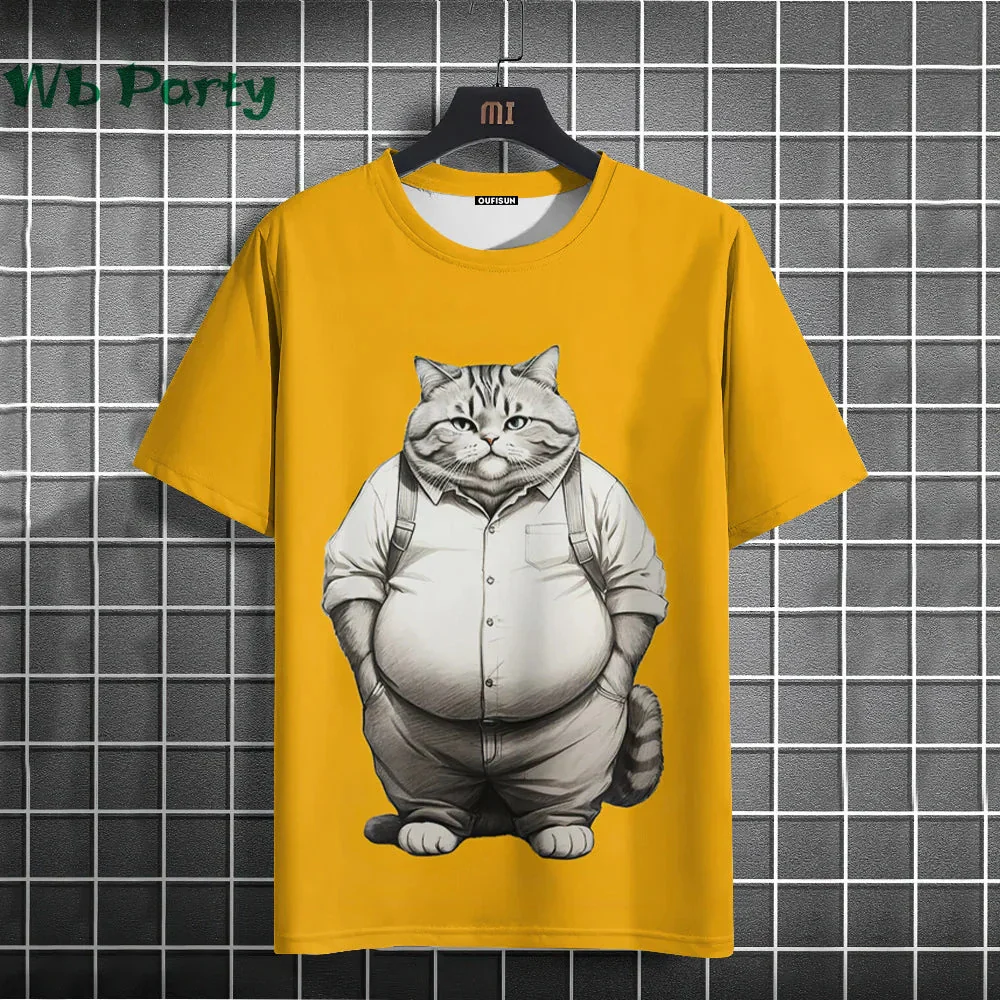 Cat Print T-shirts for Men - Y2K Graphic T-Shirt - Image 18