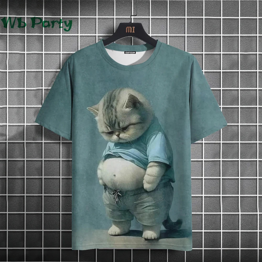 Cat Print T-shirts for Men - Y2K Graphic T-Shirt - Image 24