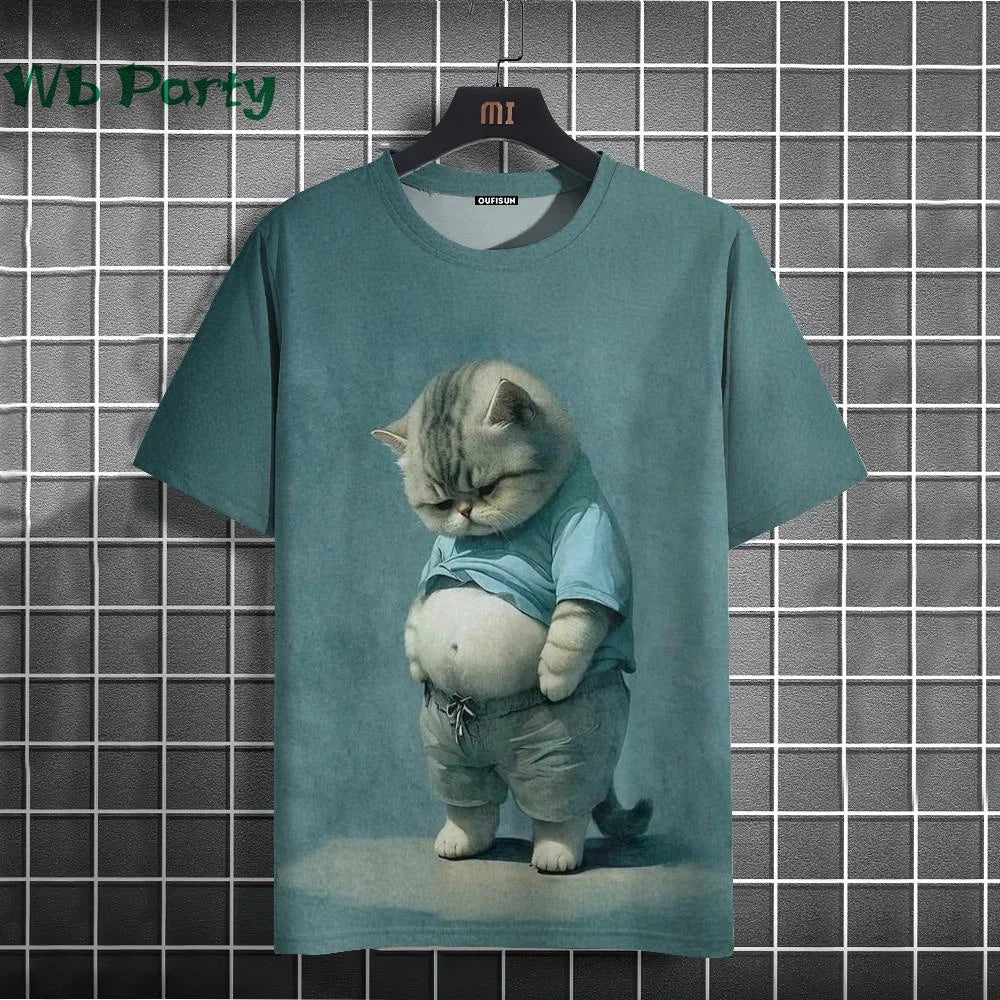 Cat Print T-shirts for Men - Y2K Graphic T-Shirt - Image 27