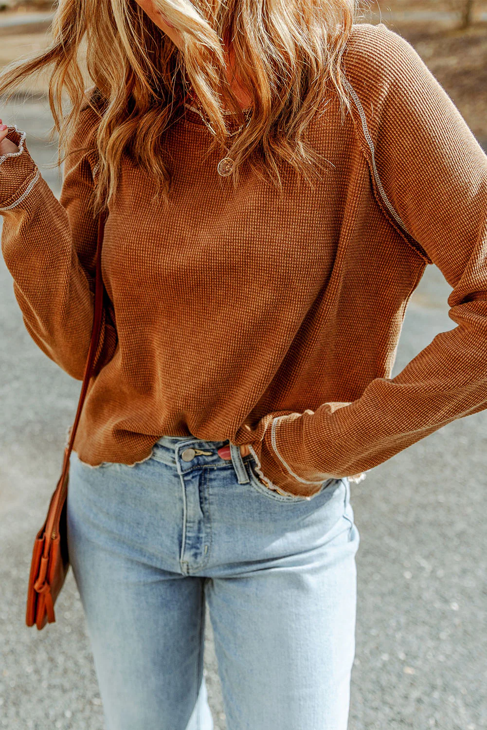 Threaded Pear Cataleya Textured Round Neck Long Sleeve Top - Image 10