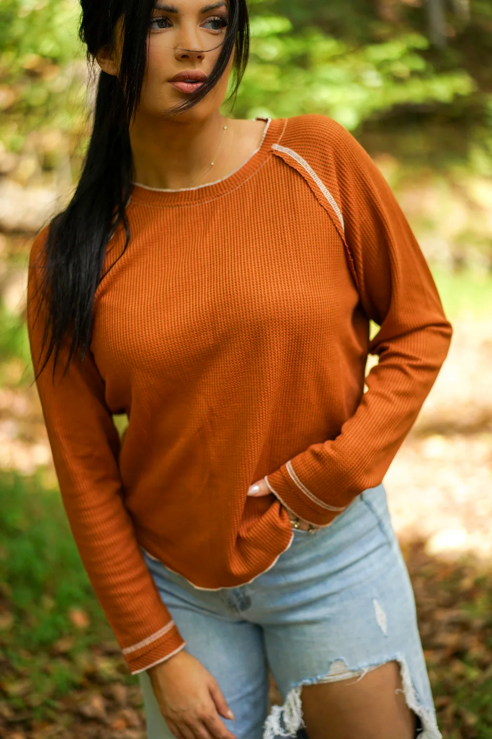 Threaded Pear Cataleya Textured Round Neck Long Sleeve Top - Image 6
