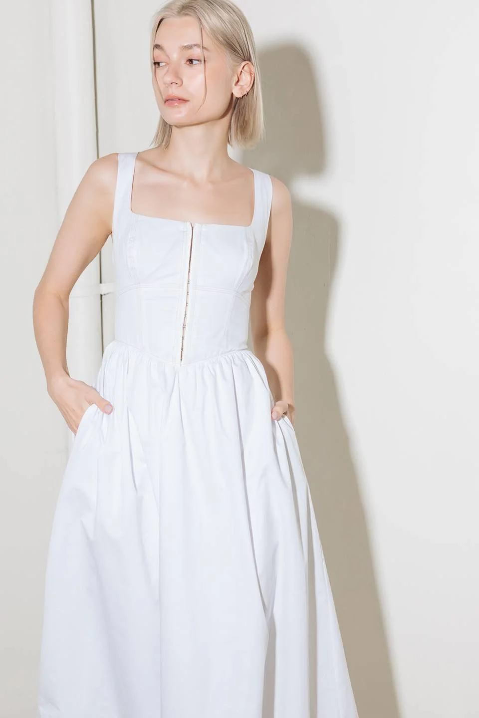 Catch the Sun in White Woven Midi Dress - Image 7