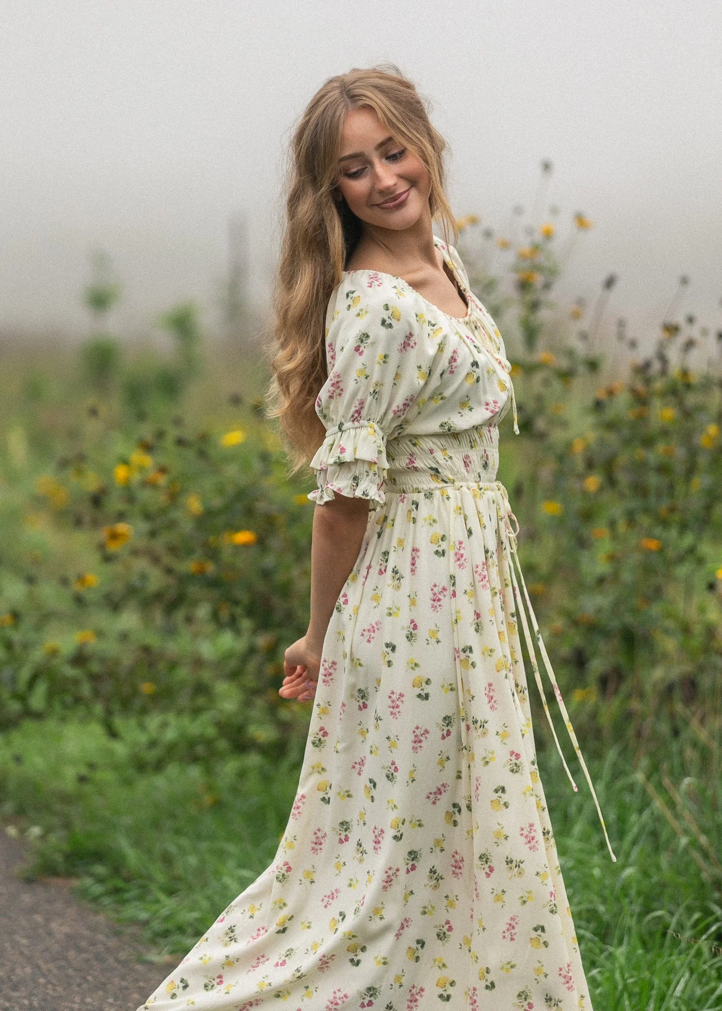 Celine Puff Sleeve Floral Maxi Dress - Image 12