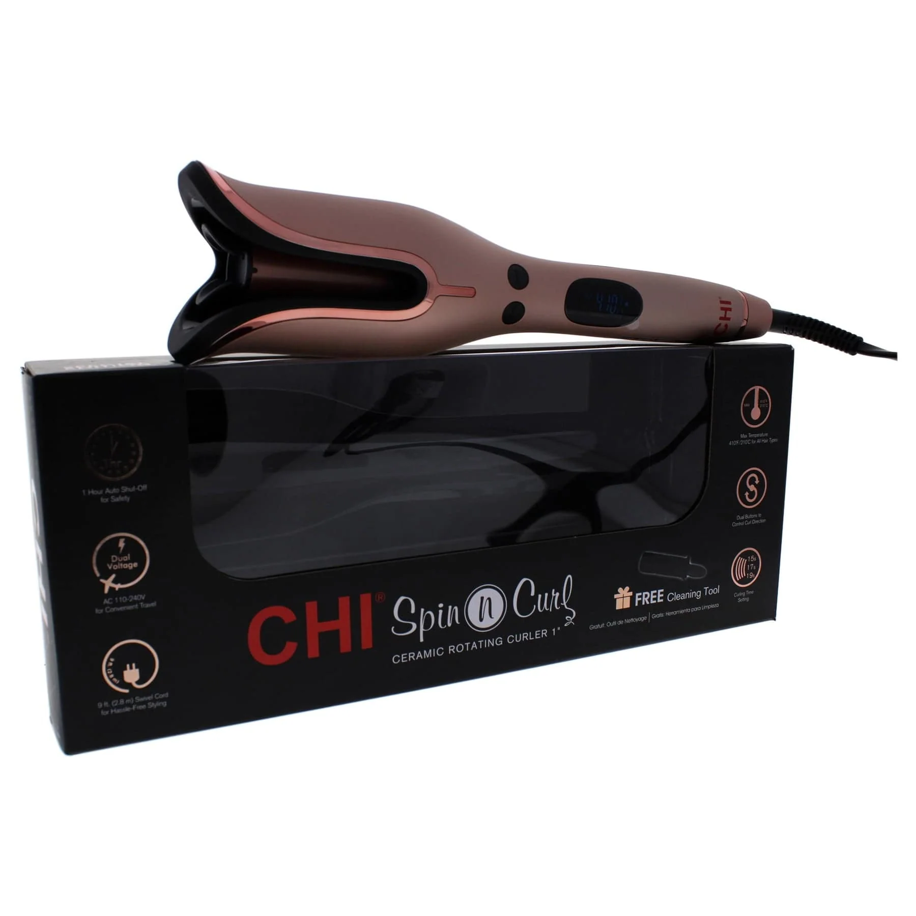 CHI Ceramic Spin N Curl Ceramic Rotating Curler - Rose Gold, 1 Inch - Image 2