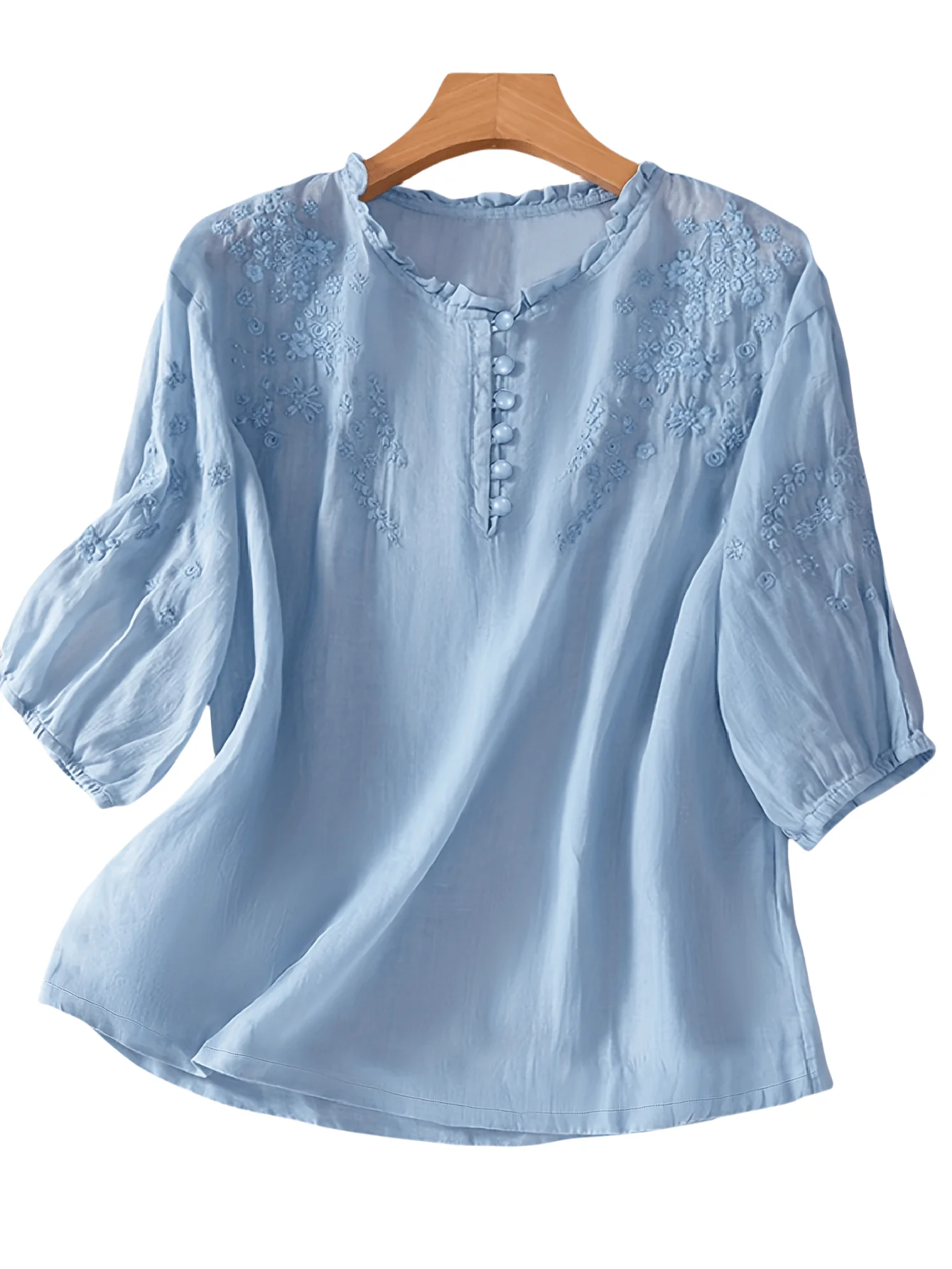 Chic YC Women's Blouse Spring Summer Boho Embroidery Half-Sleeve Casual Shirt - Image 18