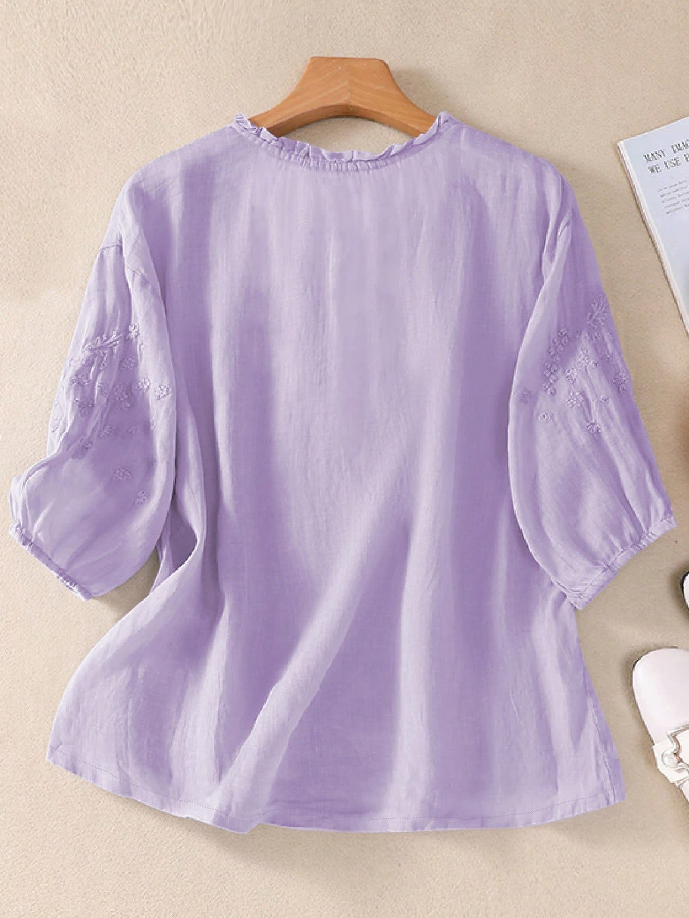 Chic YC Women's Blouse Spring Summer Boho Embroidery Half-Sleeve Casual Shirt - Image 26