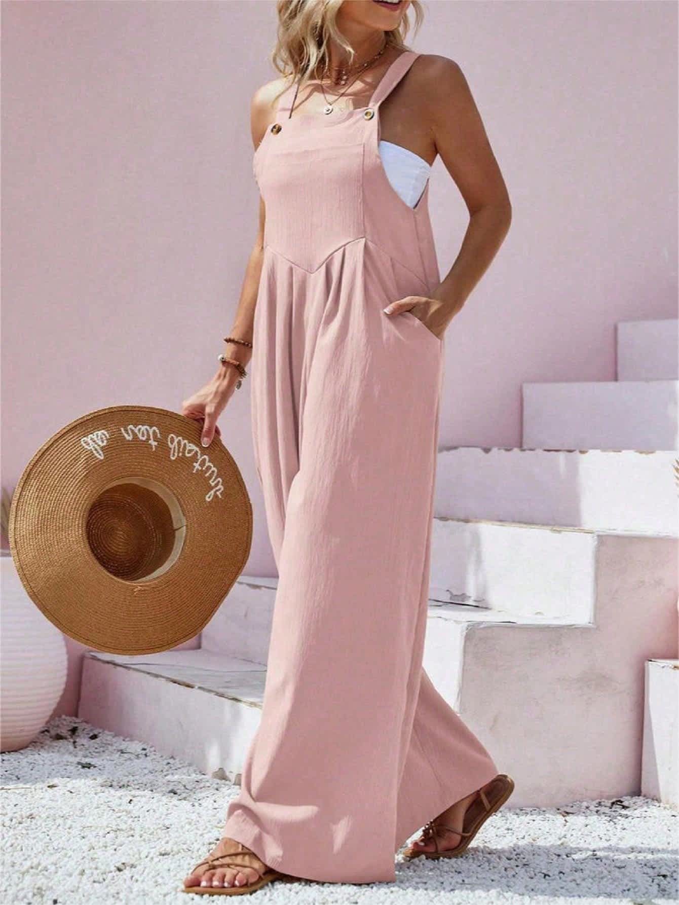 Chic YC Women's Oversized Wide Leg Overalls Sleeveless Suspender Jumpsuit Lightweight Summer Casual Loose Romper - Image 17