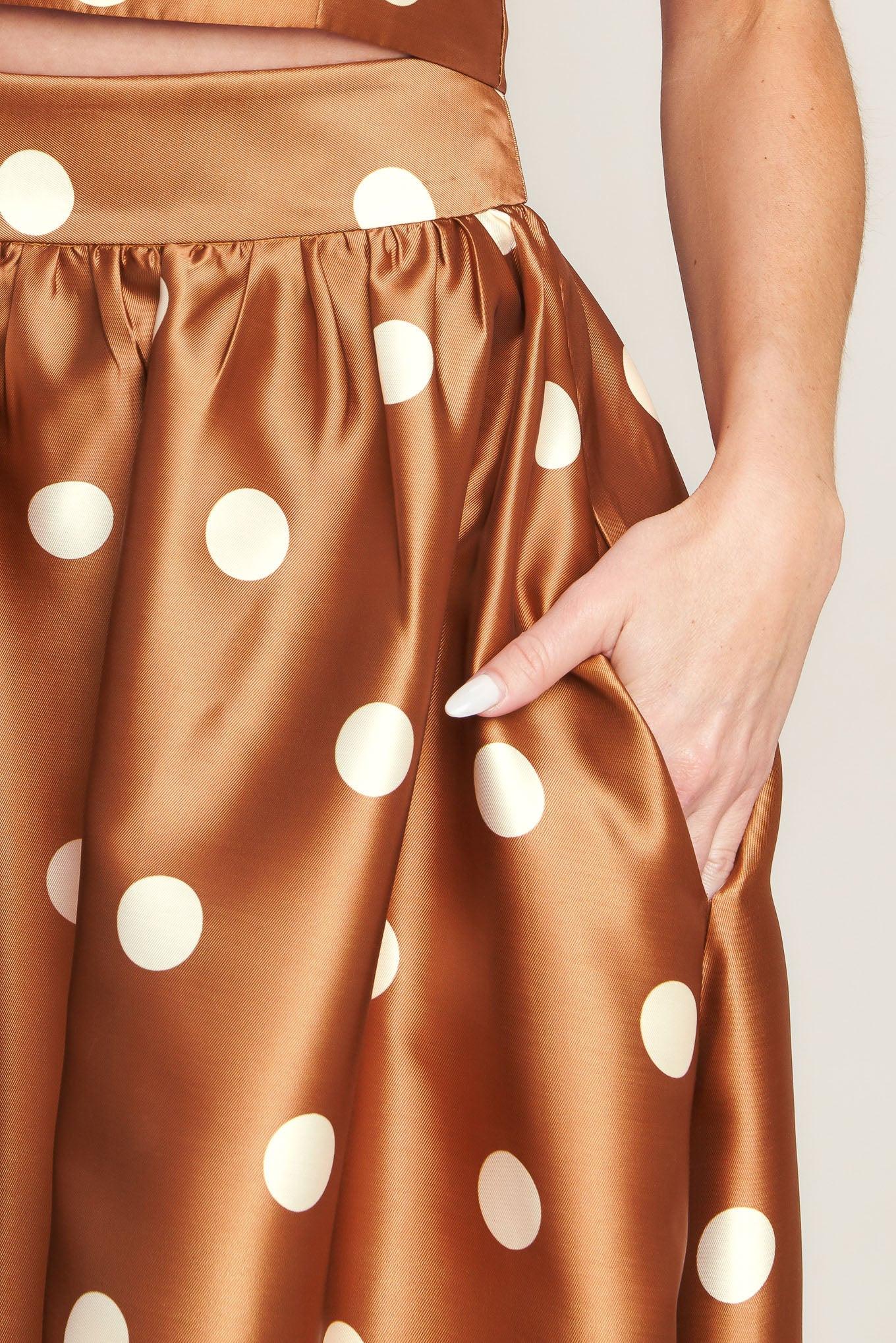 Chic Polka Flow Woven Full Maxi Skirt - Image 4
