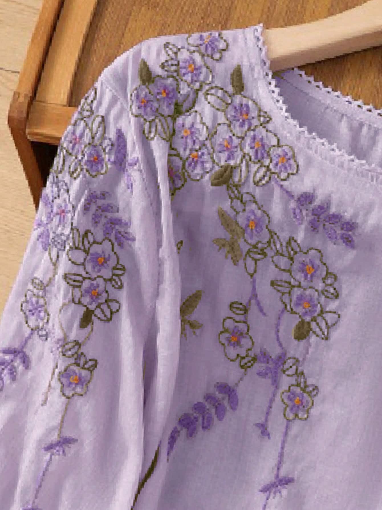 Chic YC Women's Floral Embroidered 3/4 Sleeve Blouse Ruffled Crew Neck Summer Top - Image 42