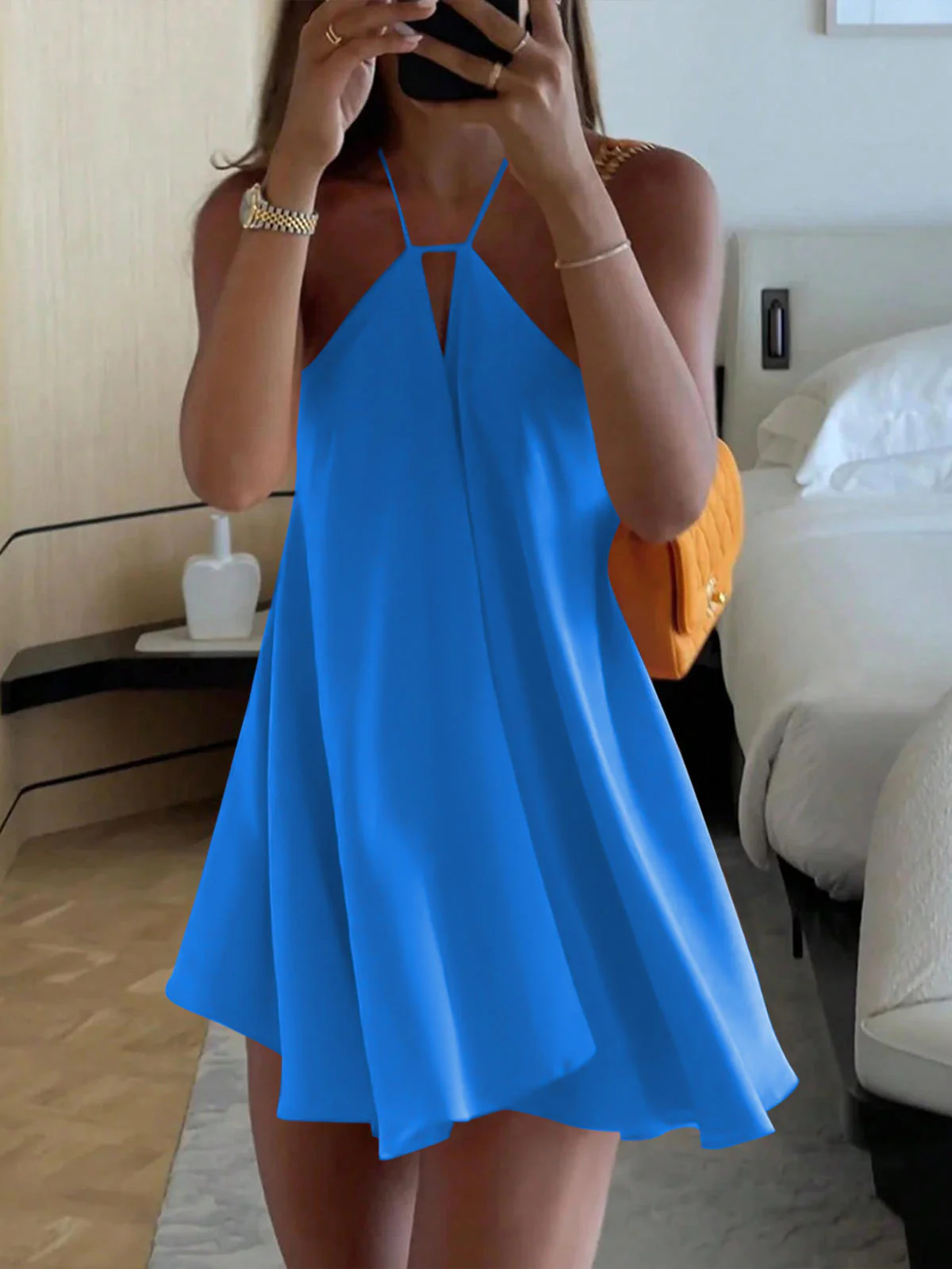 Chic YC Women's Halter Neck Sleeveless Swing Mini Dress Casual Summer Beach Sundress - Image 9