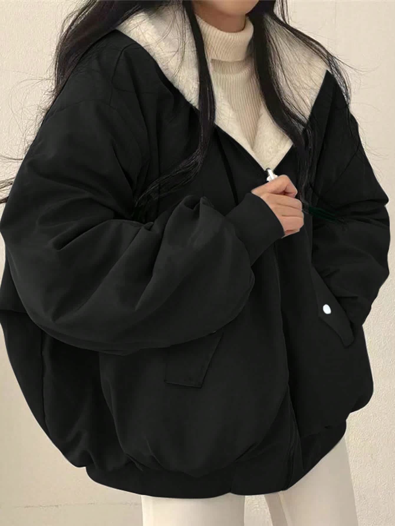 Chic YC Women' Oversized Fleece-Lined Hooded Puffer Jacket Winter Casual Reversible Warm Coat - Image 12