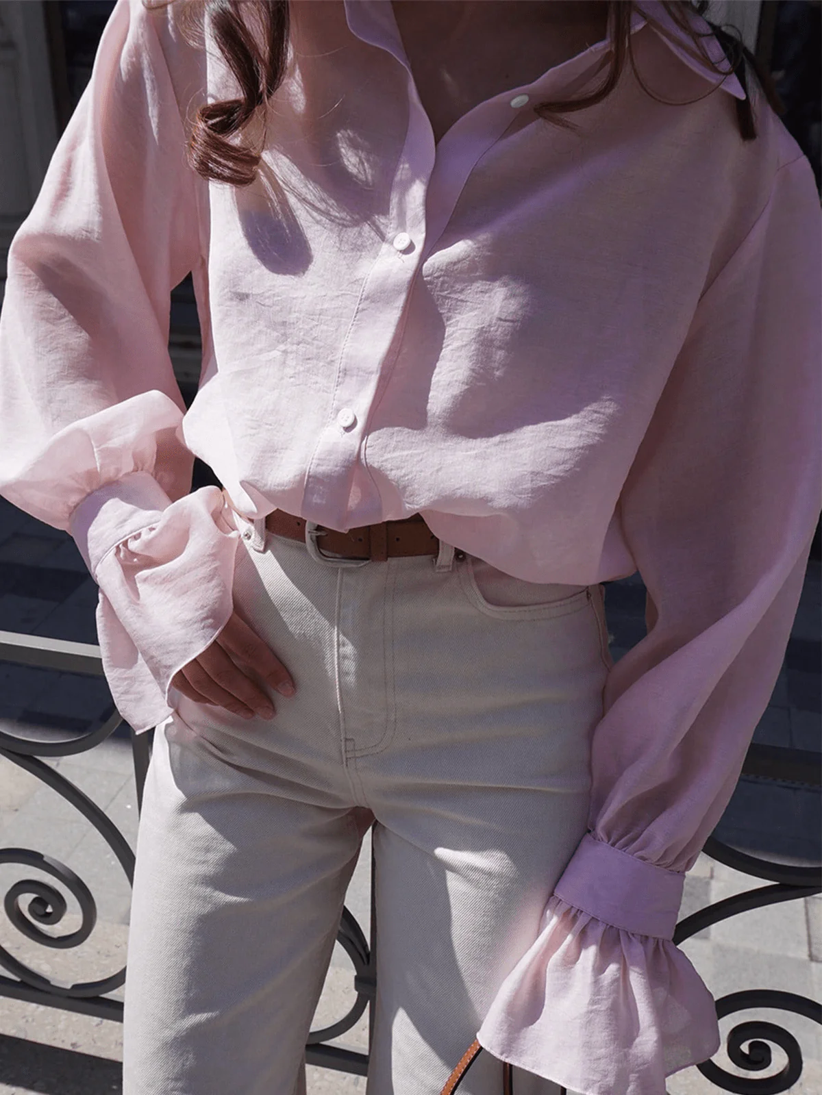 Chic YC Women's Satin Button Down Shirt Long Puff Sleeve Casual Work Blouse for Spring Summer - Image 10