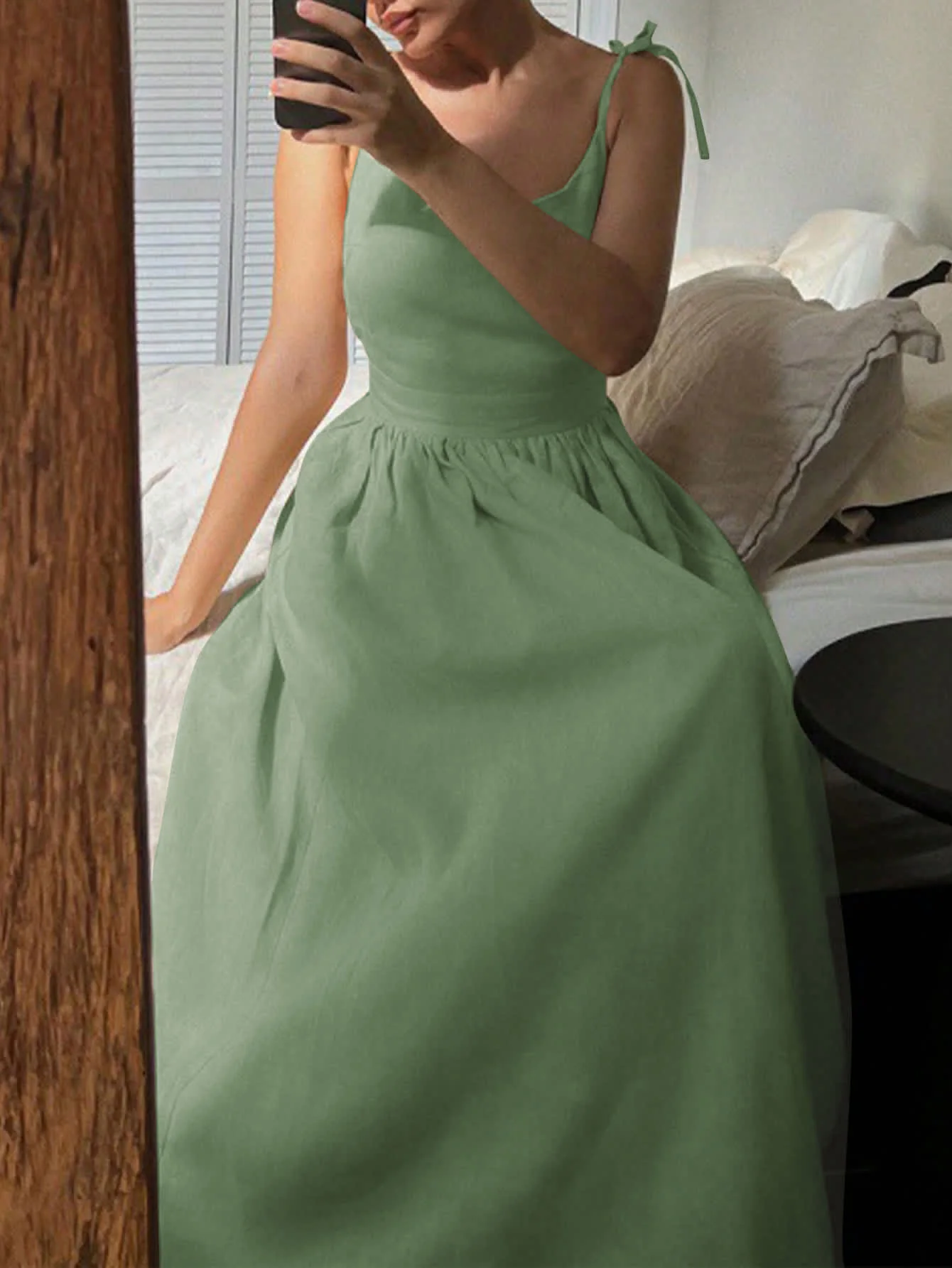 Chic YC Women's Tie Strap Flowy Midi Dress Summer Linen-Style Beach Vacation Dress - Image 30