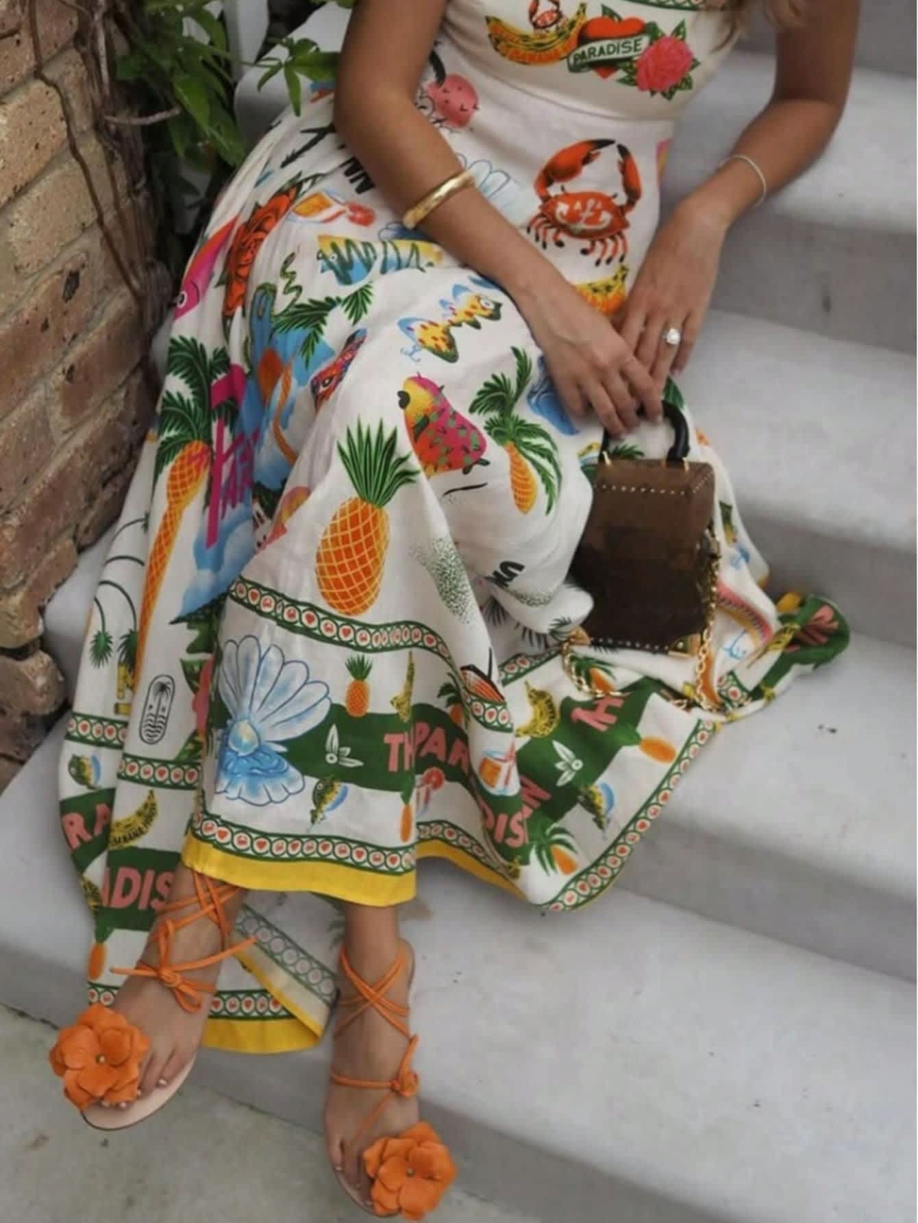 Chic YC Women's Tropical Print Spaghetti Strap Maxi Dress Flowy A-Line Summer Beach Vacation Dress - Image 24