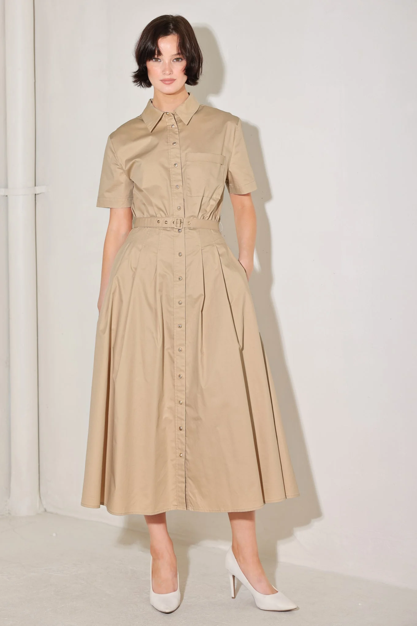 Cinched Couture Woven Midi Dress - Image 13
