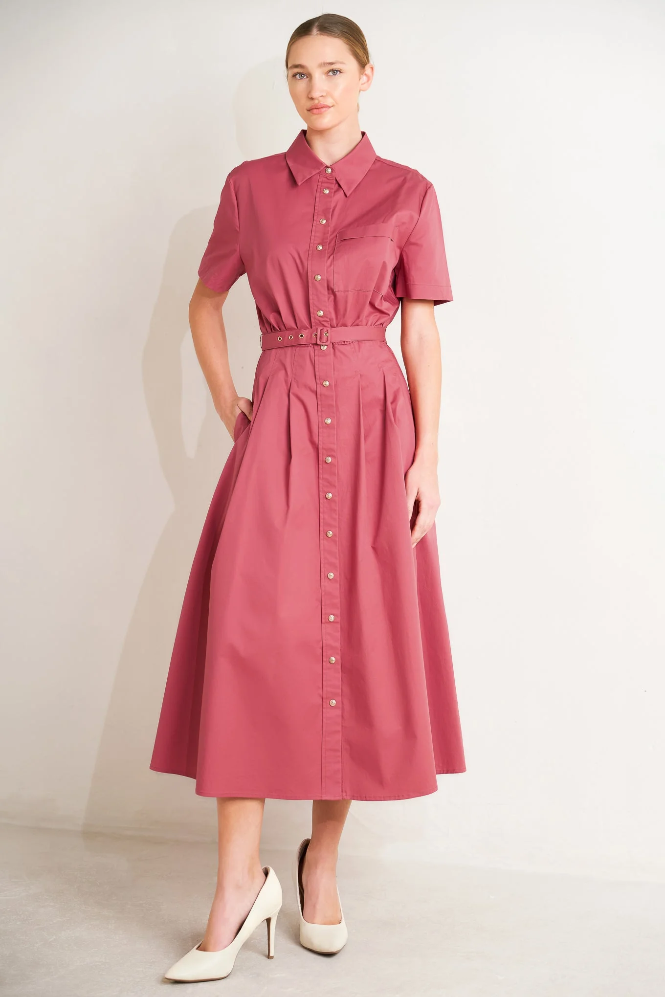 Cinched Couture Woven Midi Dress - Image 6