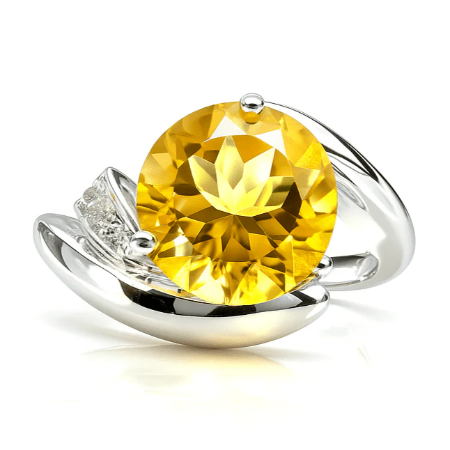 Citrine Rings for Women 3.16 Carats Cocktail Ring in Sterling Silver Smoky November Birthstone Jewelry Cocktail Rings for Women Yellow Citrine Jewelry Gift - Image 4