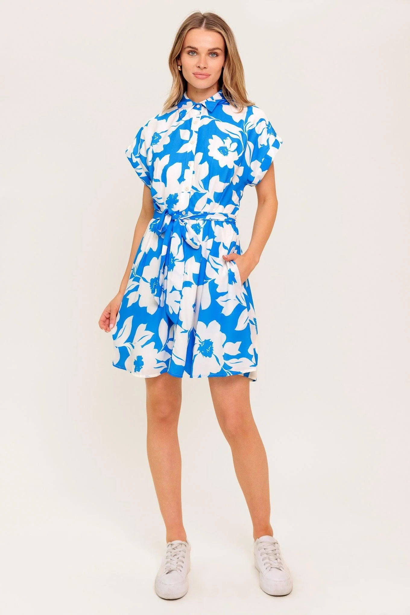 Citrus Crush Blue Woven Mini Dress - Image 4