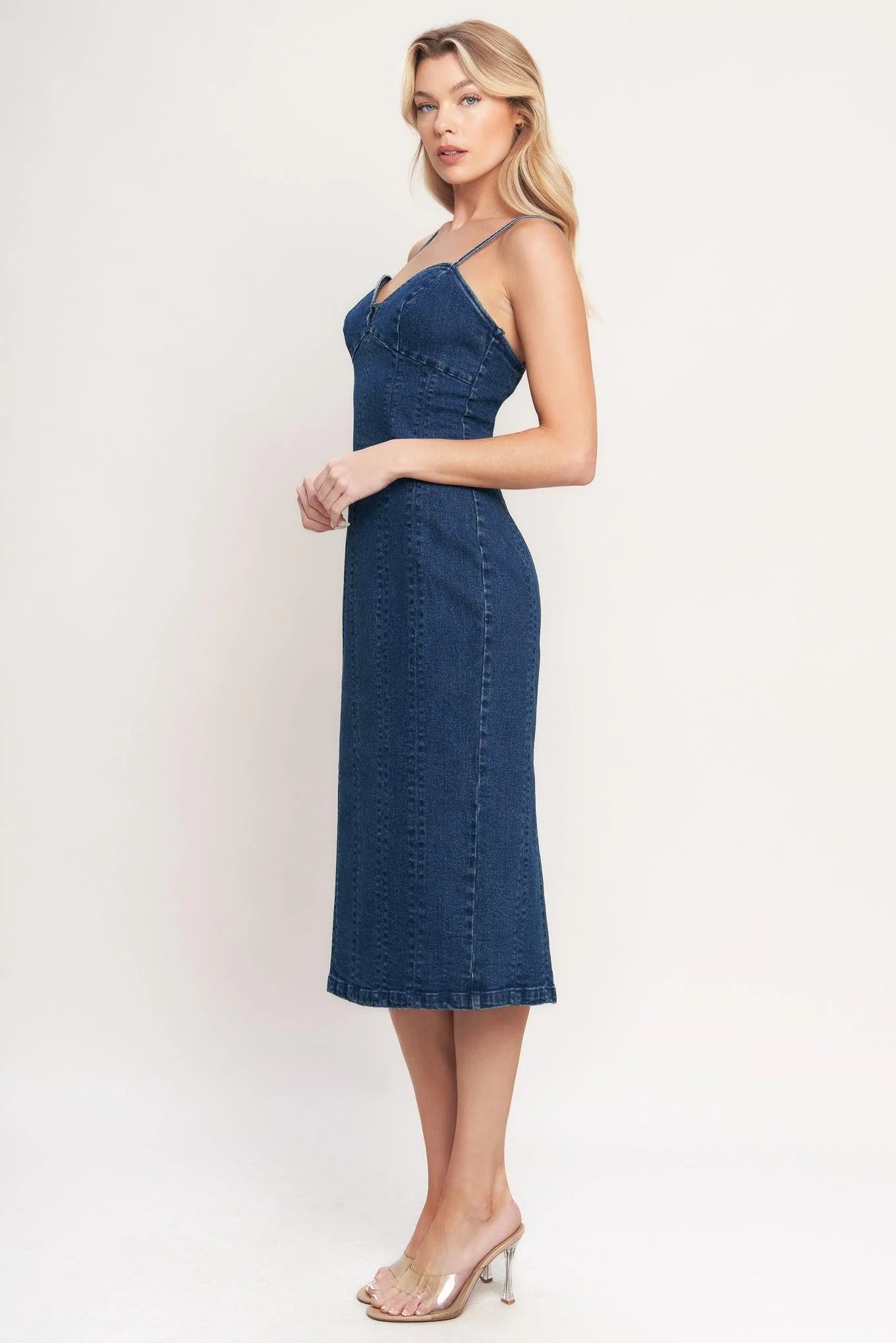 City Lights Denim Midi Dress - Image 3