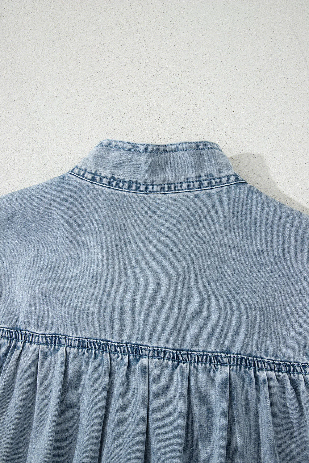 Threaded Pear Clare Sleeveless Ruffled Chambray Dress - Image 12