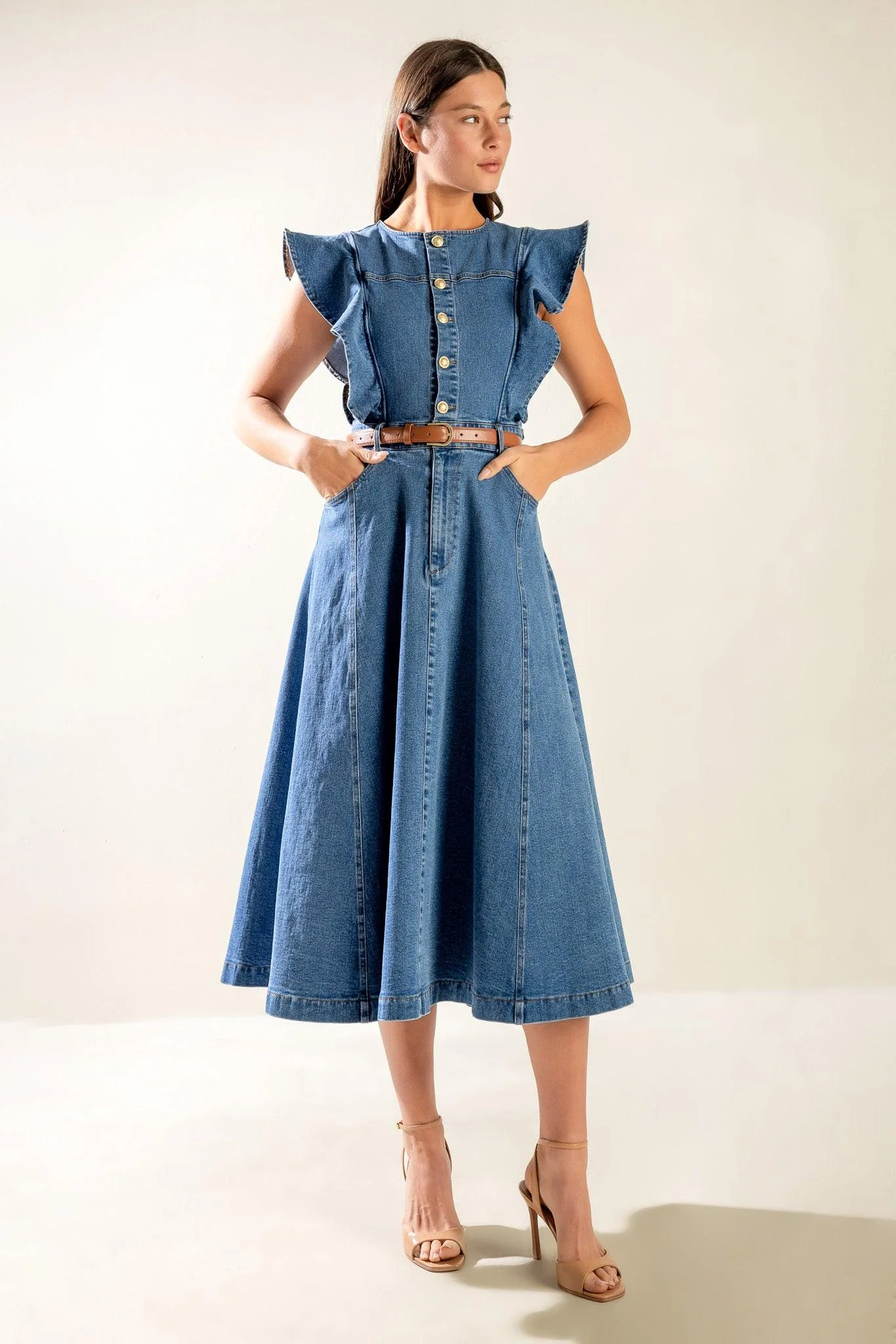 Classic With a Twist Denim Midi Dress - Image 6
