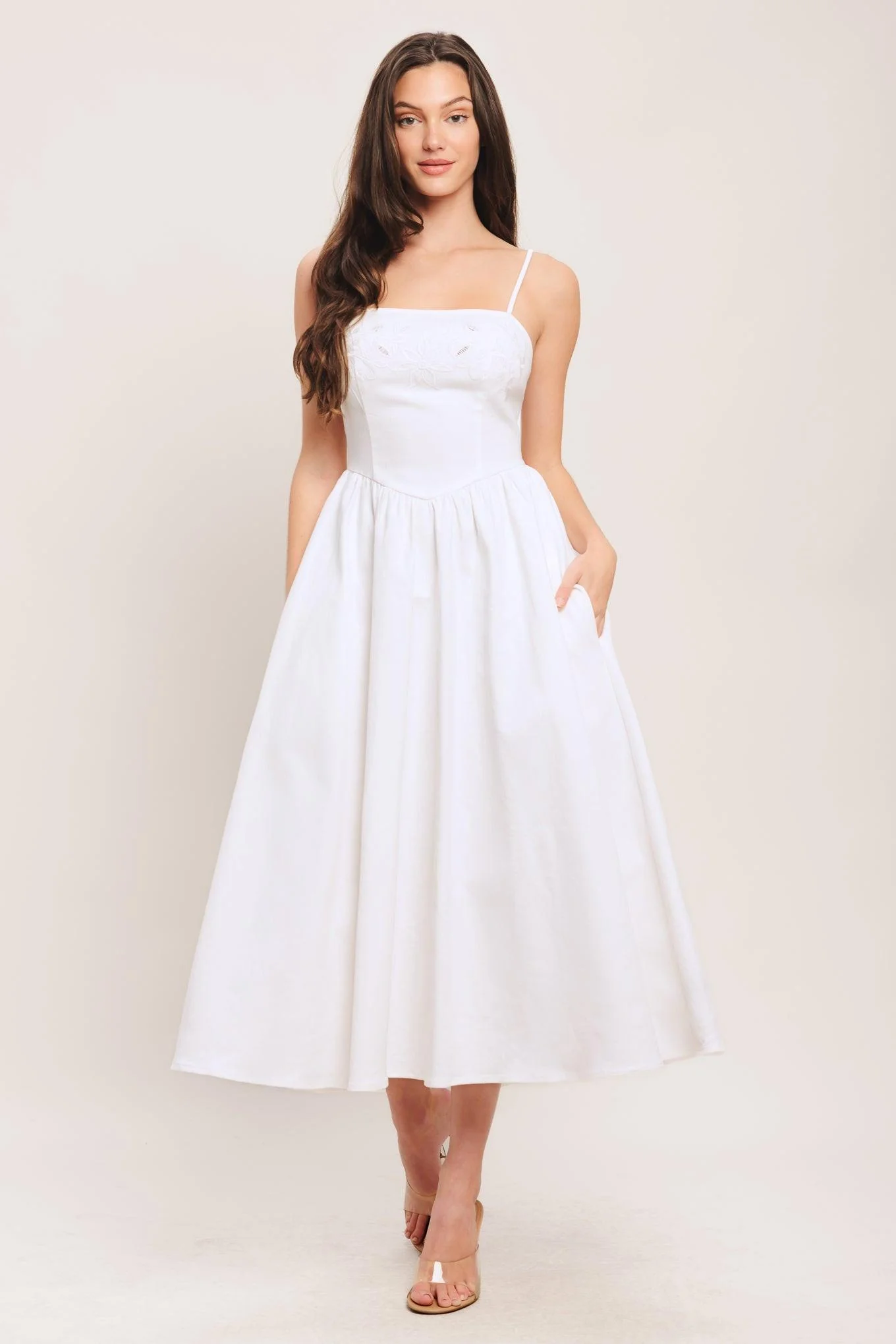 Cloud Petal Woven Midi Dress