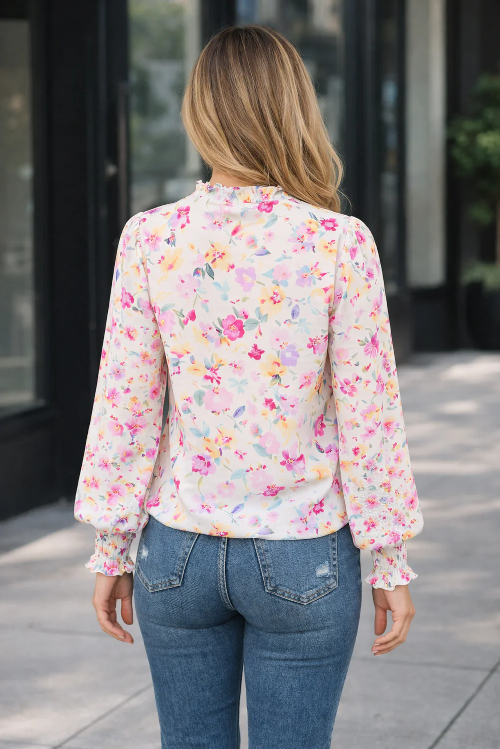 Threaded Pear Clover Cakewalk Floral Smocked Blouse - Image 2