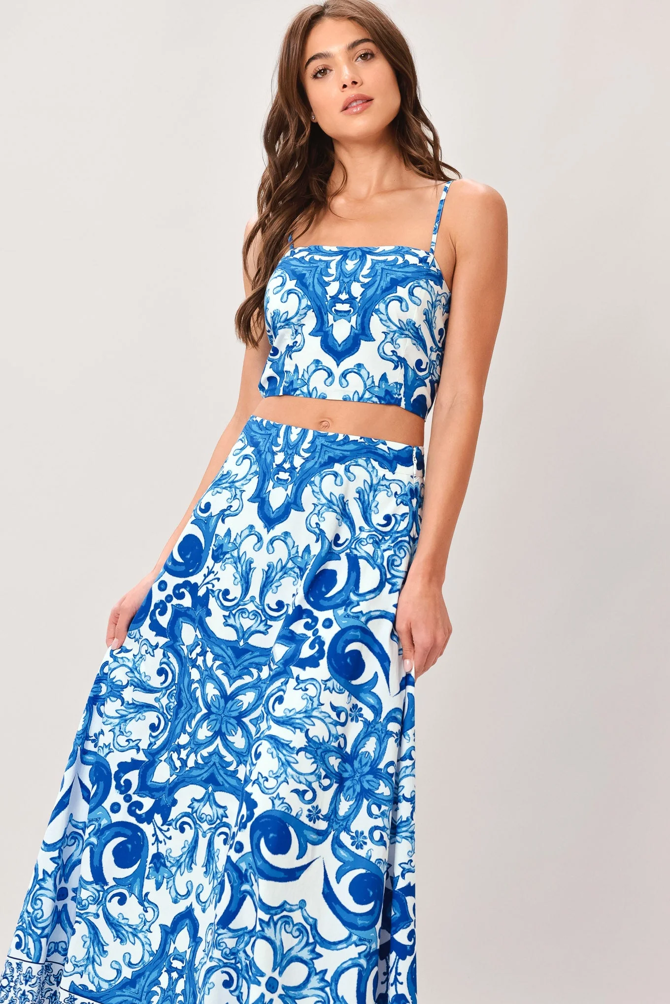 Coastal Mosaic Woven Midi Circle Skirt - Image 4
