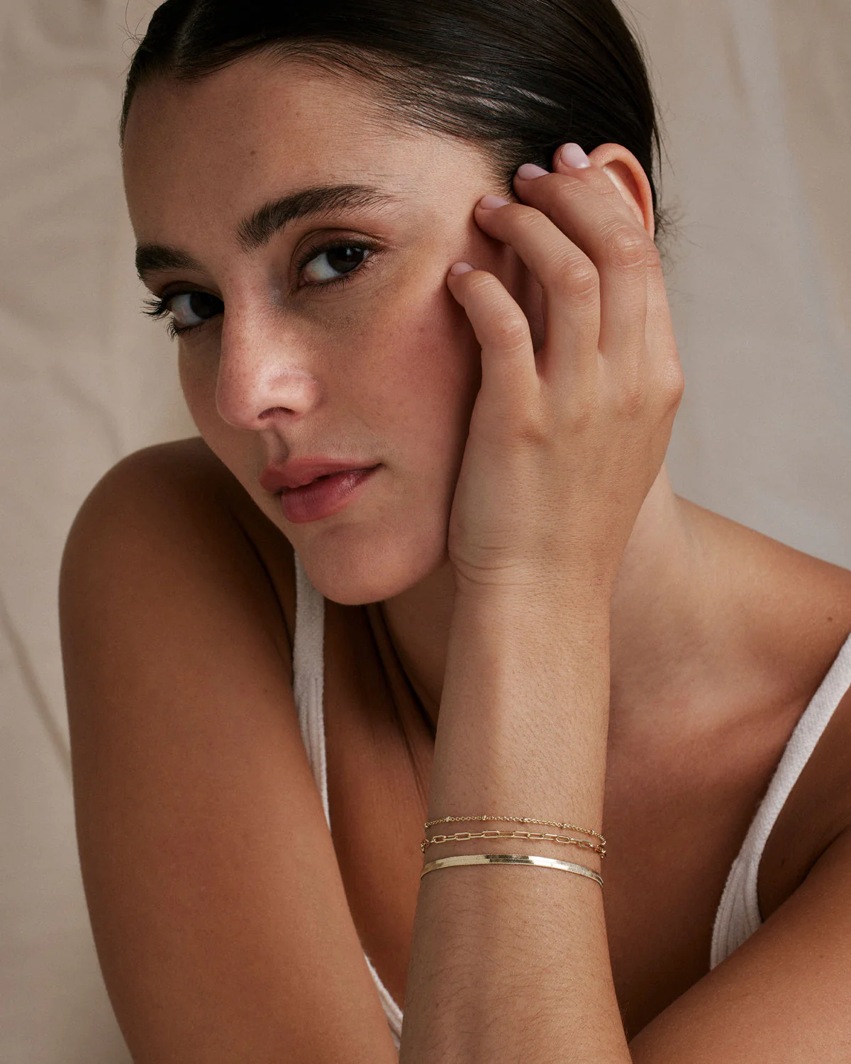 Connected Delicate Paperclip Chain Bracelet - Image 6