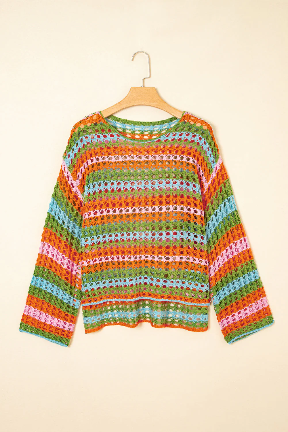 Threaded Pear Cora Stripe Open Knit Sweater - Image 5