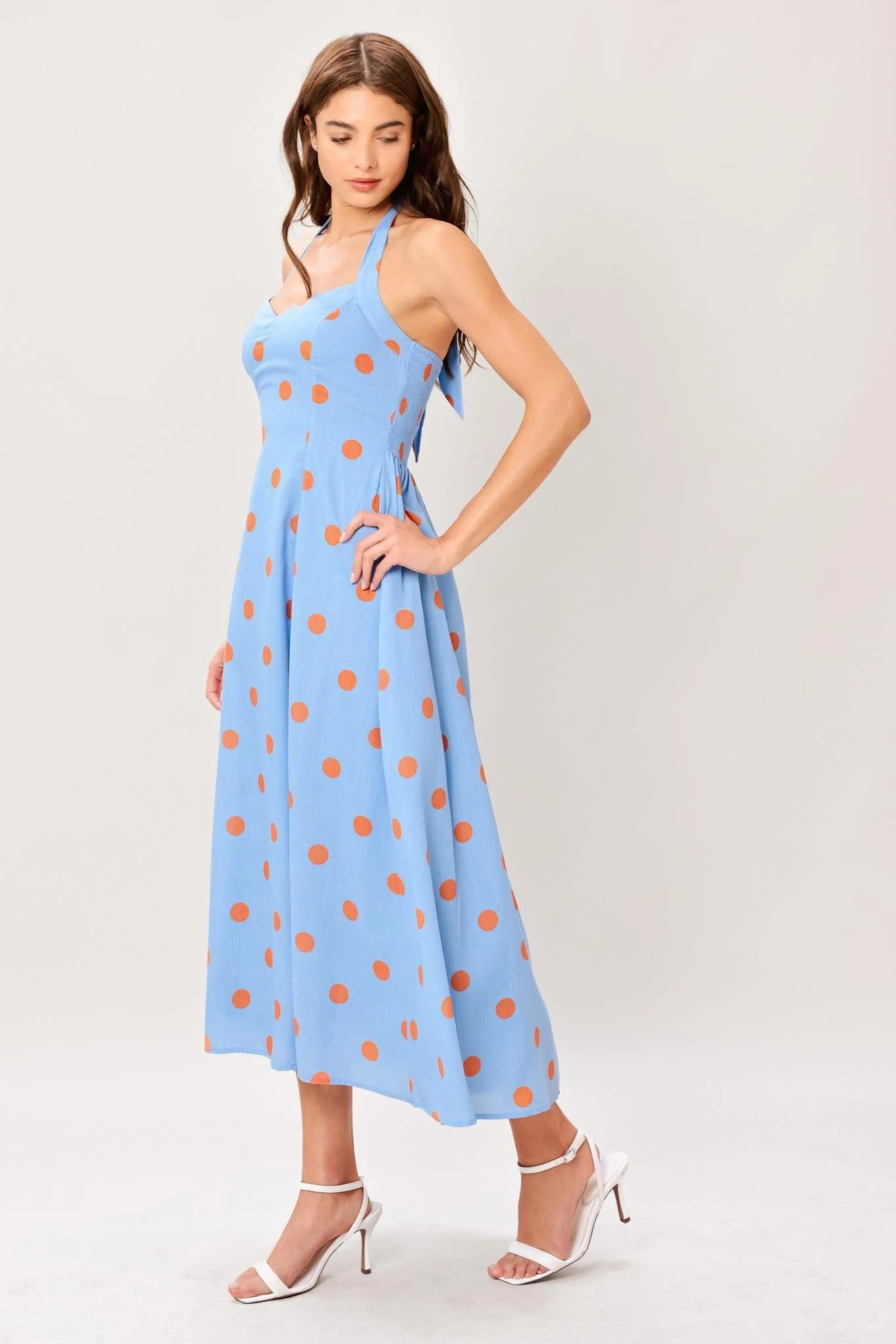 Cotton Candy Sky Dot Woven Midi Dress - Image 4