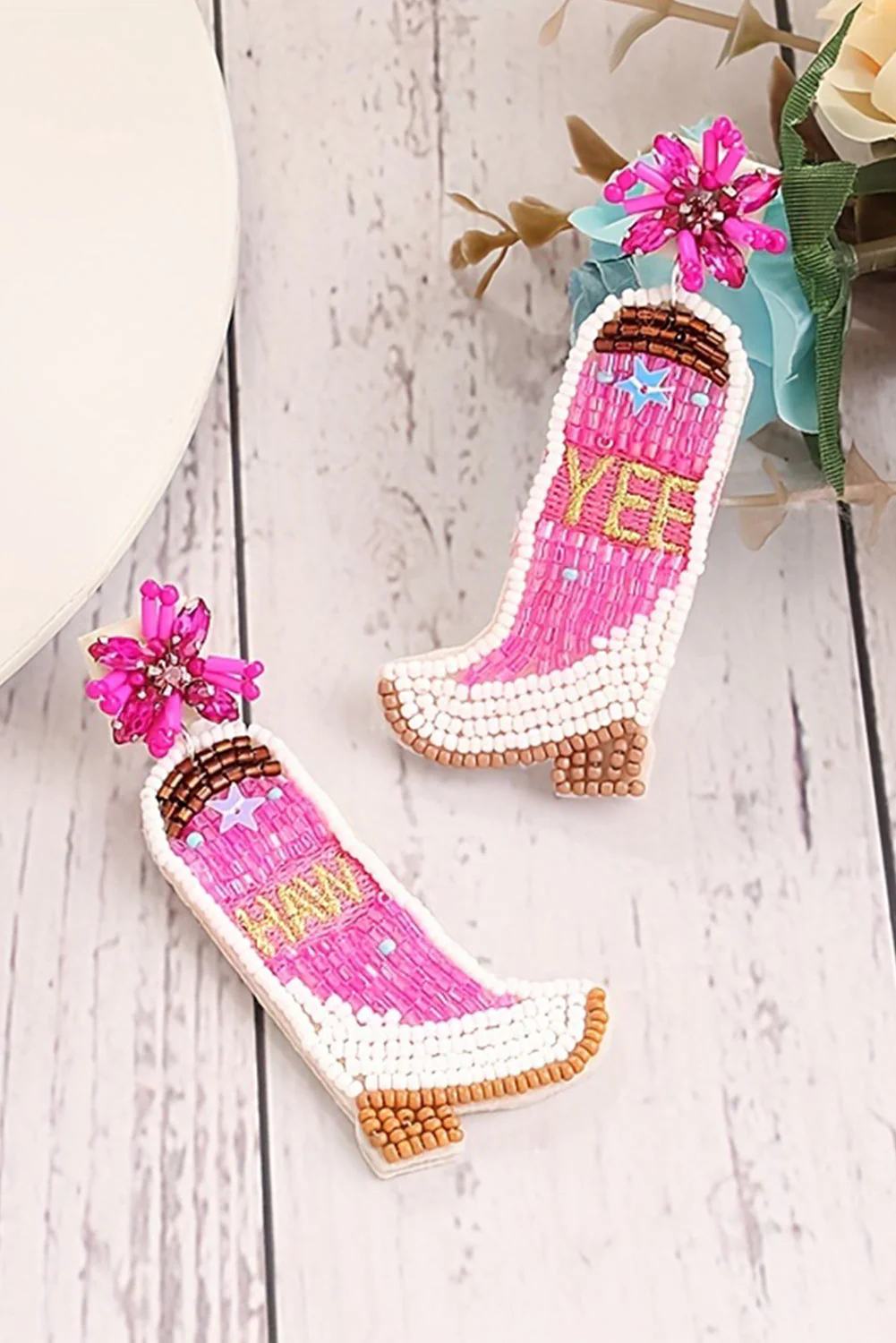 Cowboy Boots Bead Dangle Earrings - Image 3